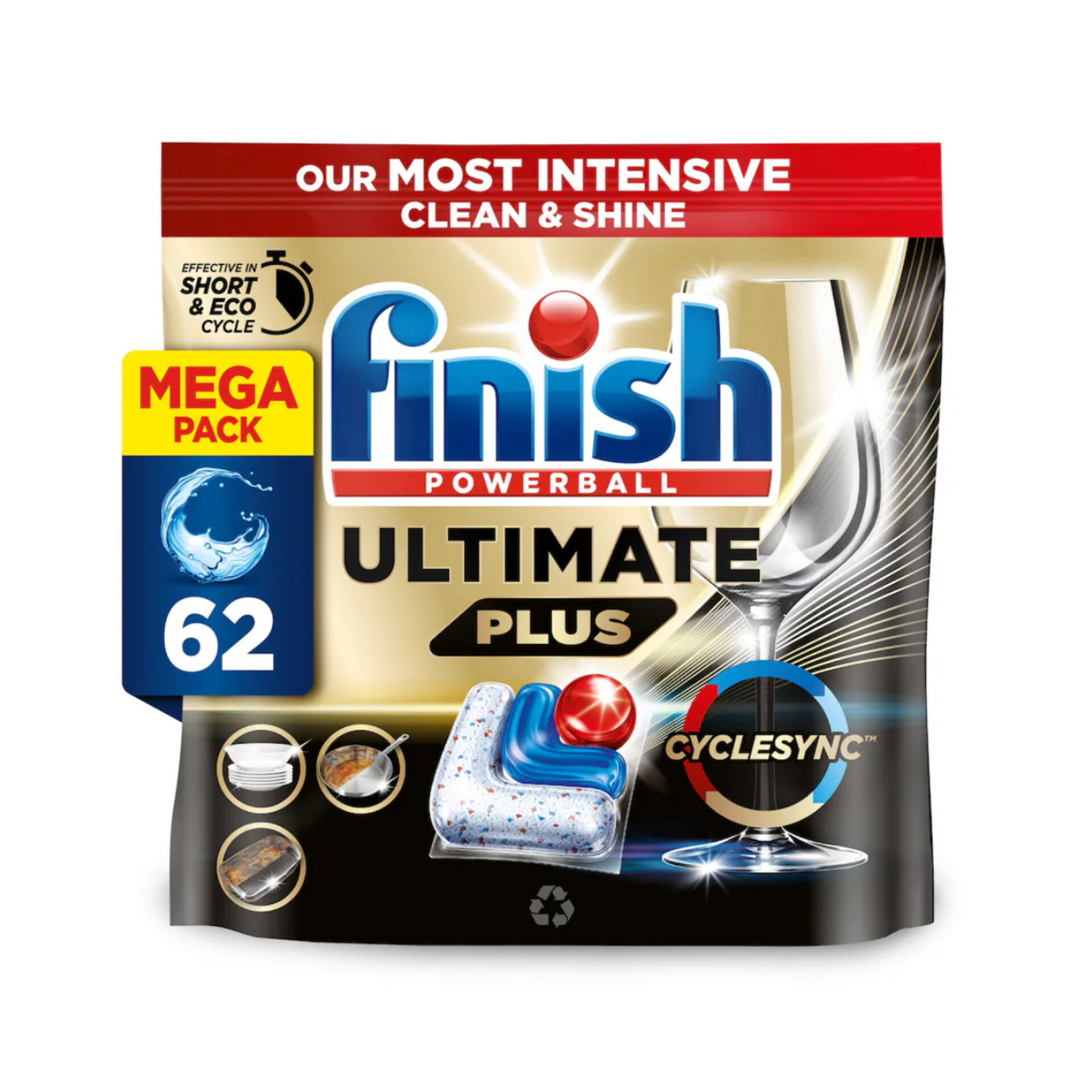 فینیش التمیت پلاس قرص ماشین ظرفشویی اروپایی (Finish Powerball Ultimate Plus 62)