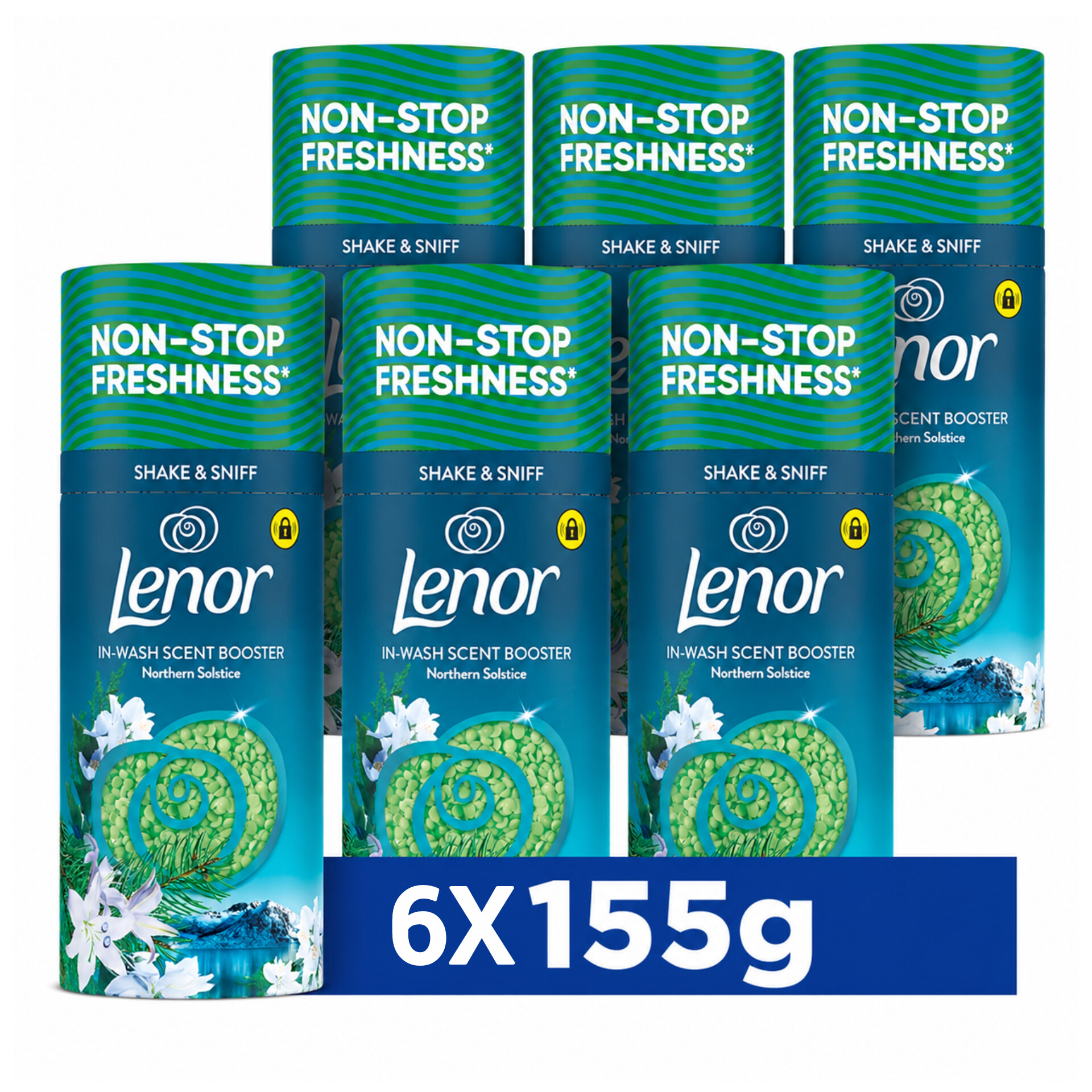 لنور دانه های خوشبوکننده لباس رایحه طراوت طبیعت شمالی بسته 6عددی (Lenor Northern Solstice)