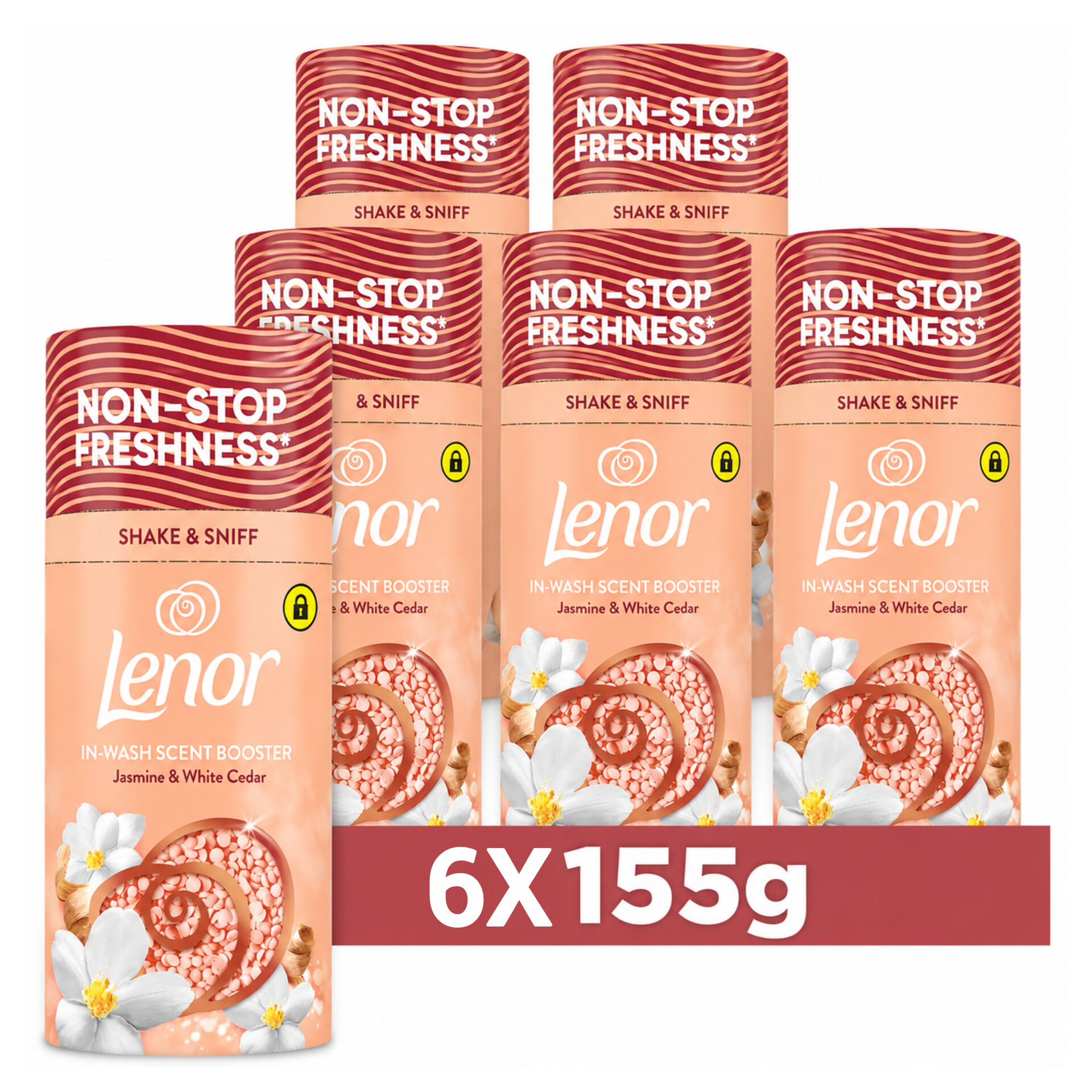 لنور دانه های خوشبوکننده لباس رایحه گل یاس و سدر سفید بسته 6عددی (Lenor Sandalwood & Eucalyptus)
