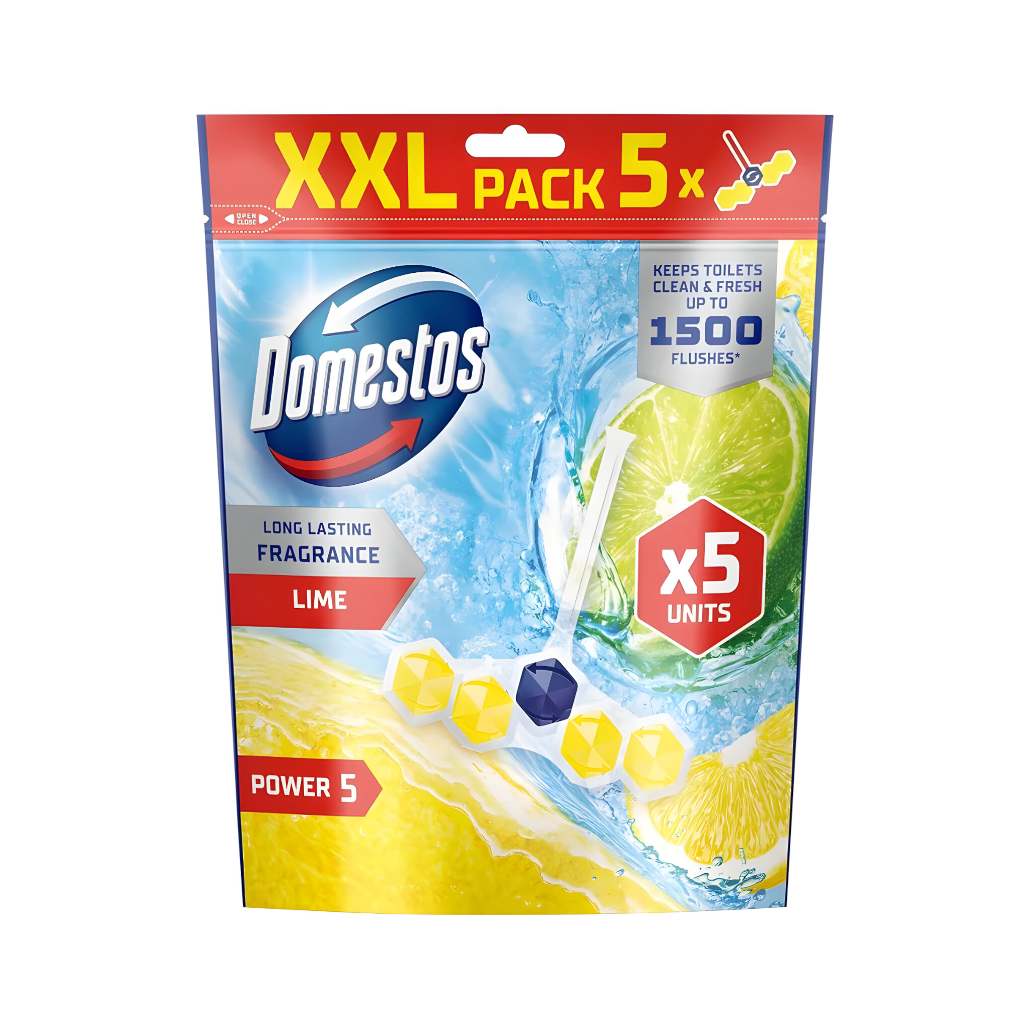 دامستوس جرمگیر و خوشبوکننده توالت فرنگی رایحه لیمو پک بزرگ (Domestos)