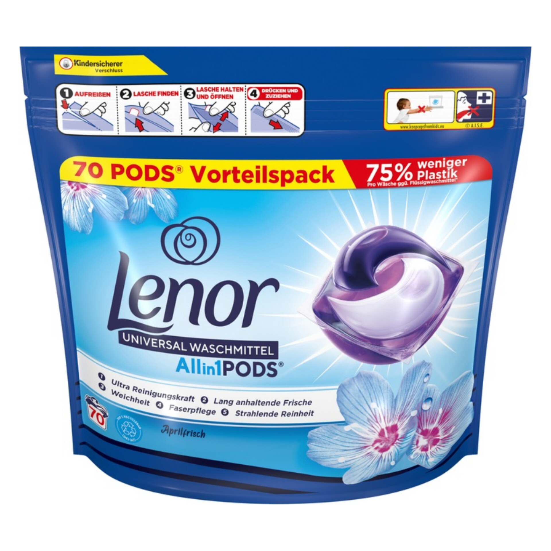 لنور قرص لباسشویی با رایحه بیداری بهاری (Lenor pods All in 1 Spring Awakening 70)