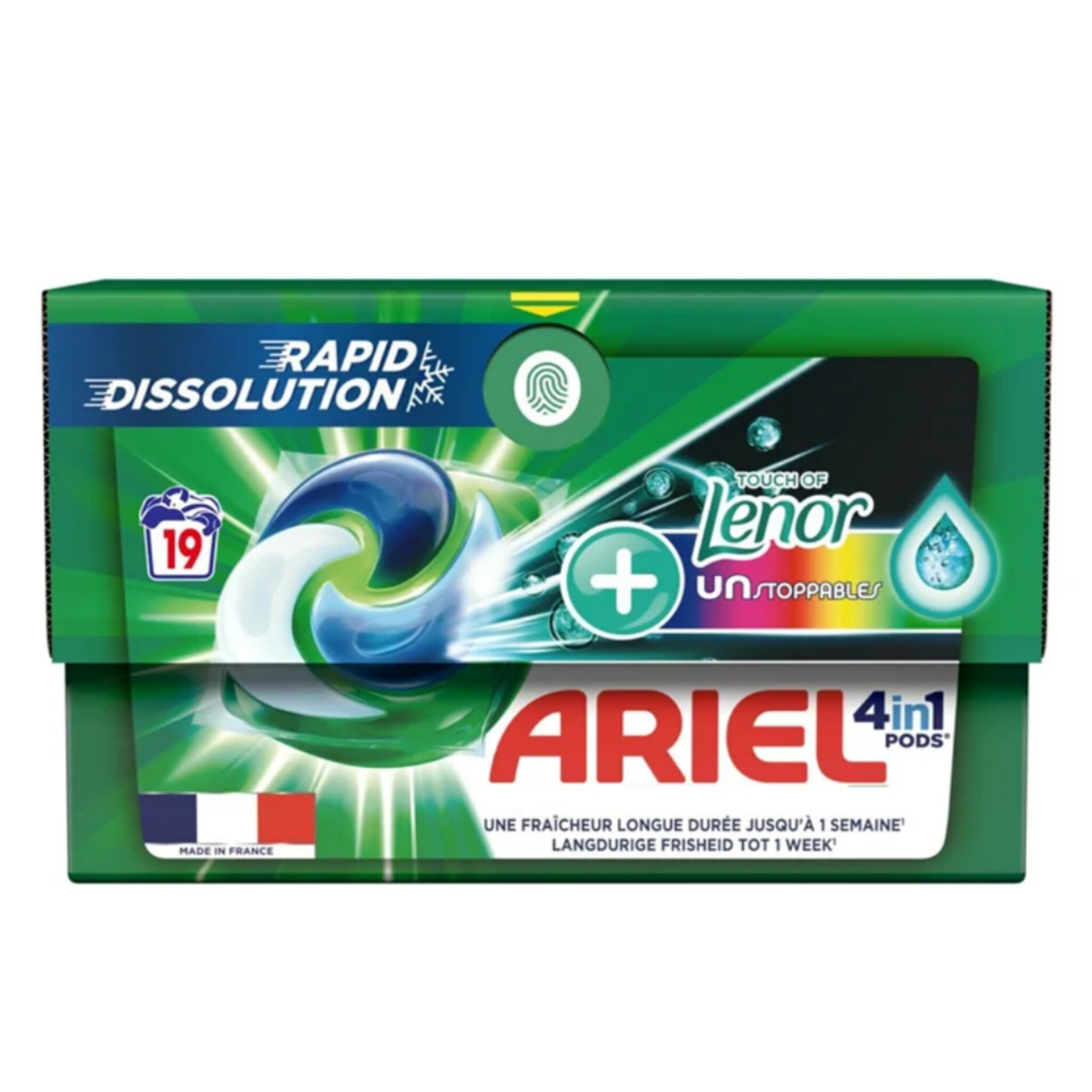اریل لنور فرش قرص لباسشویی اروپایی (Ariel 4in1 Pods+ Lenor Fersh 19)