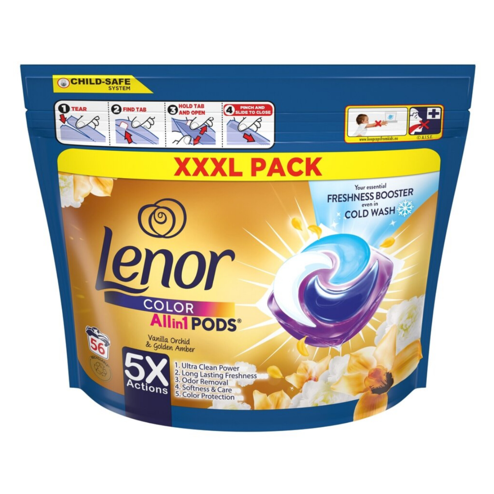 لنور گلد واش قرص لباسشویی  (Lenor color All in 1 Pods +Gold Wash 56)