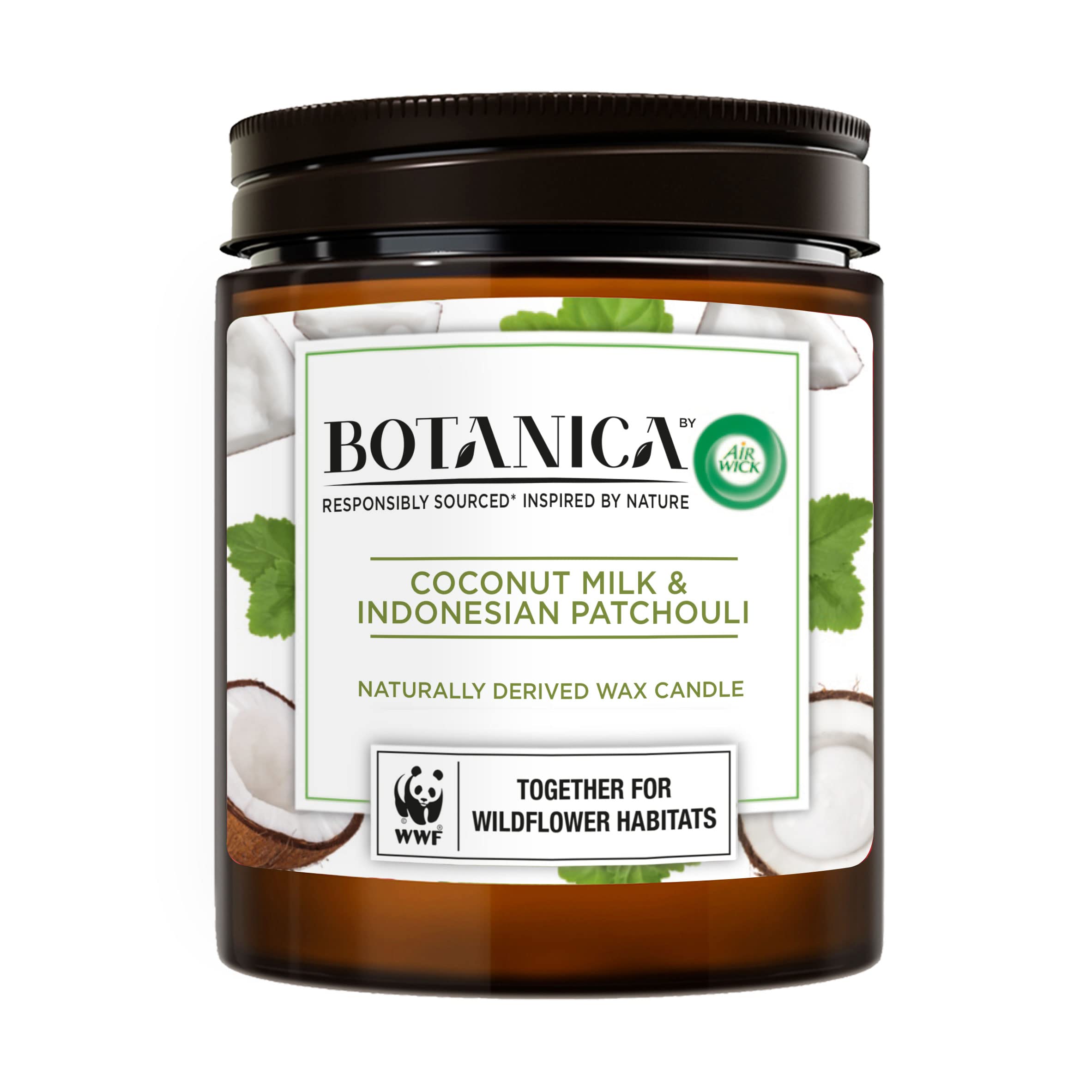 ایرویک شمع معطر با رایحه شیر نارگیل و پاتچولی اندونزیایی 90ساعته (Air Wick Botanica)