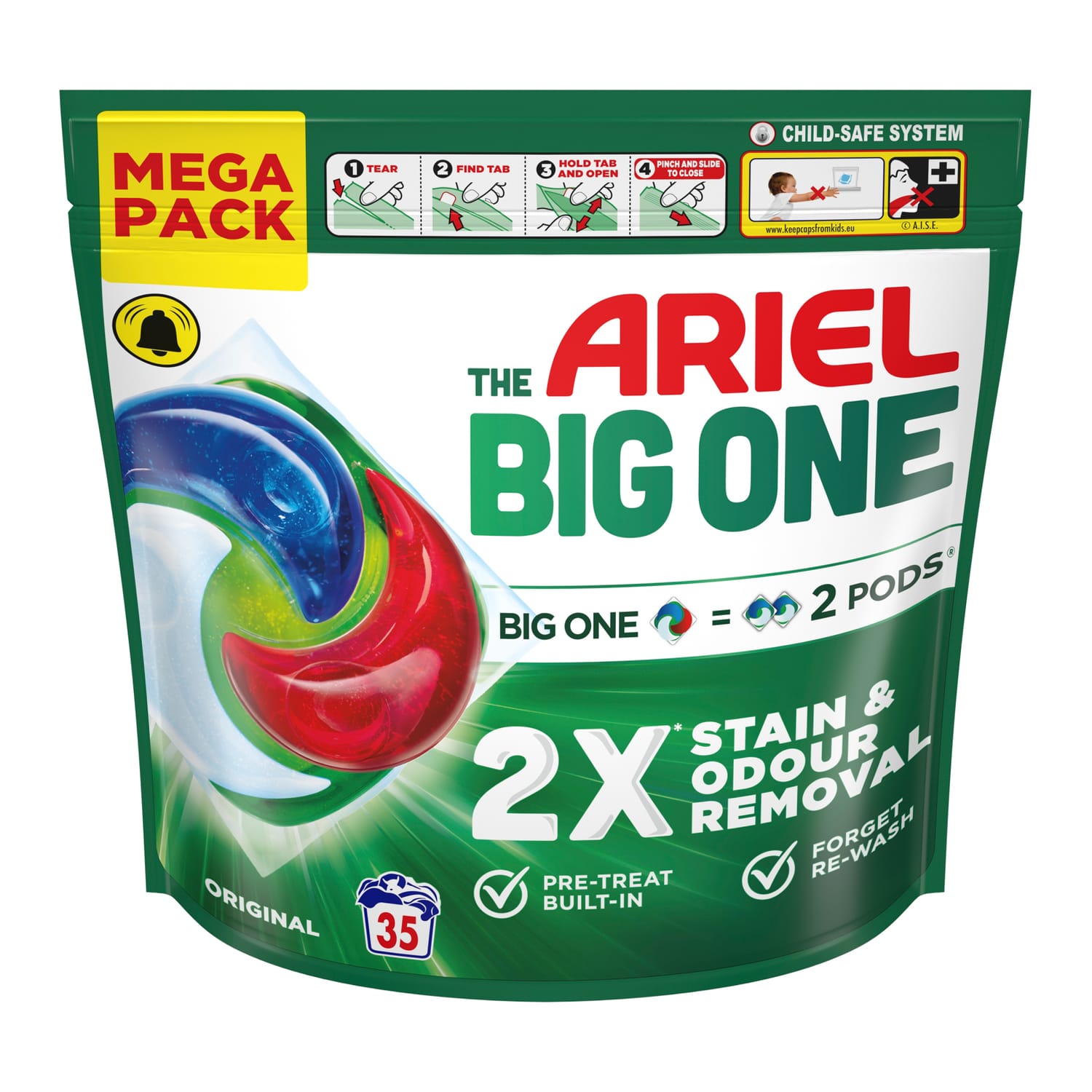 اریل قرص بزرگ لباسشویی اورجینال اروپایی (Ariel Big One Pods Original 35)