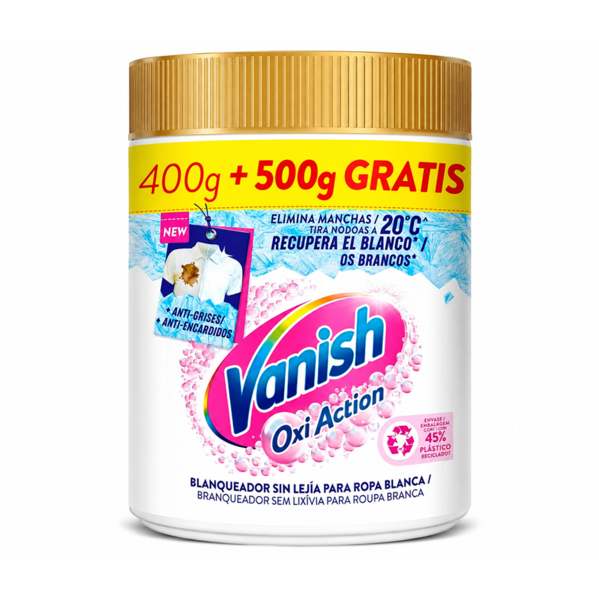 ونیش گلد اروپایی پودر لکه بر لباس سفید بزرگ (Vanish Gold White 900g)