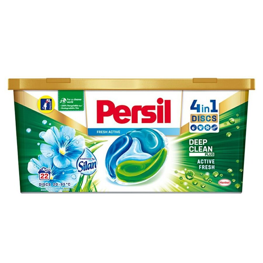 پرسیل آلمان قرص لباسشویی 4 در 1  با رایحه سایلین (22 Persil 4in1 Discs Deep Clean + Active Fresh Silan)