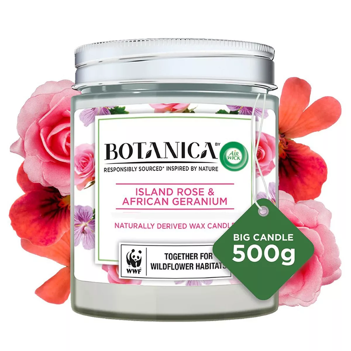ایرویک شمع معطر با رایحه گل رز ایسلندی و ژرانیوم آفریقایی 90ساعته (Air Wick Botanica)