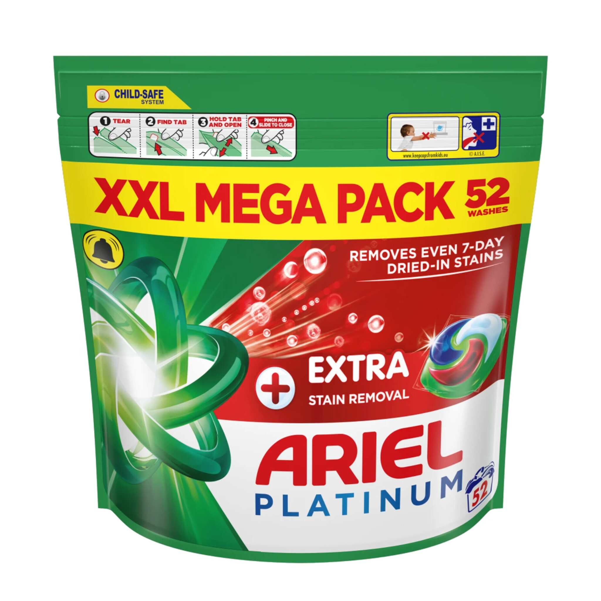 اریل پلاتینیوم اکسترا قرص لباسشویی همراه با لکه بر قوی اروپایی (Ariel Platinum Extra 52)