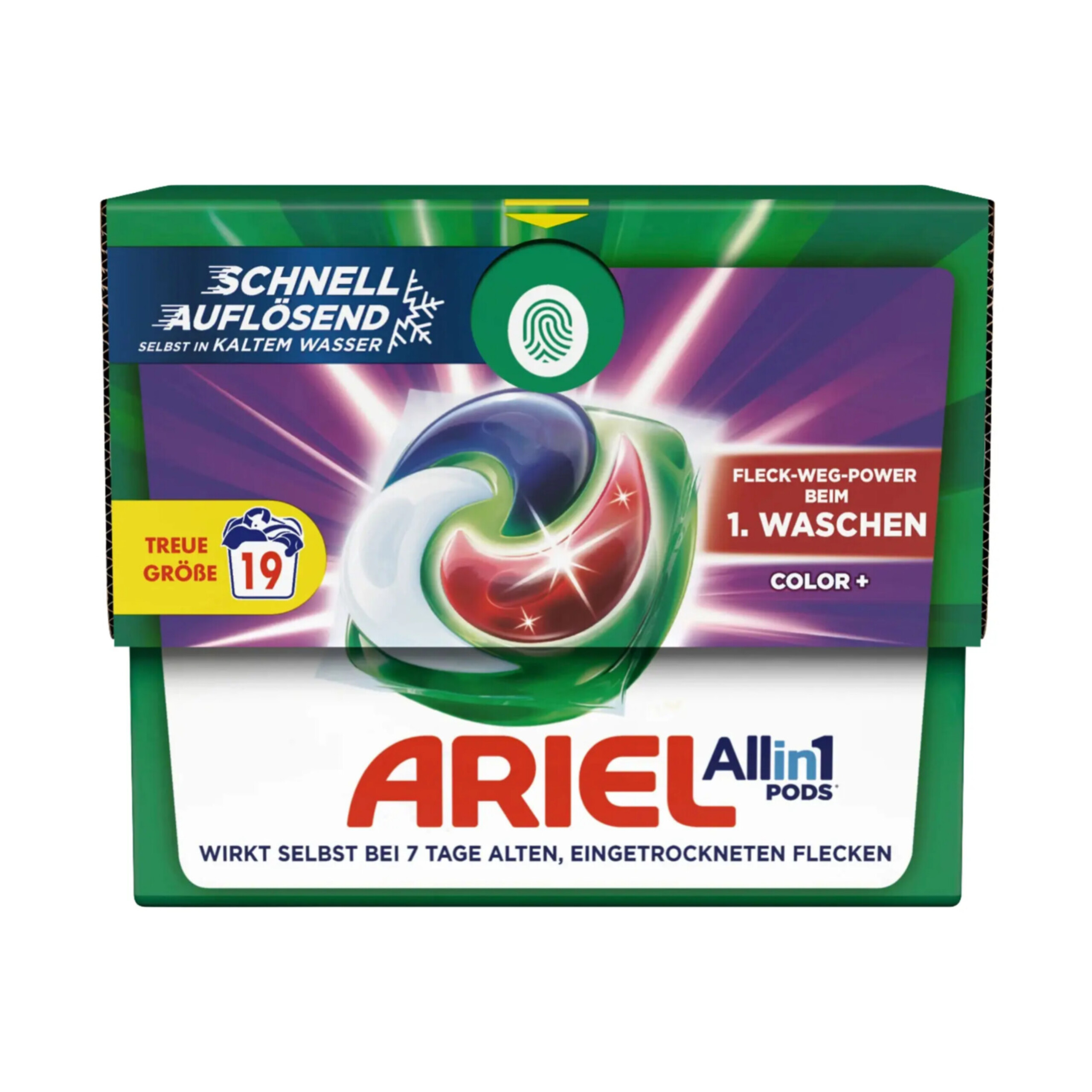 اریل قرص لباسشویی همراه لکه بر لباس رنگی اروپایی (Ariel All in 1 Pods+ Color 19)